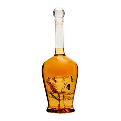 750 ml handgemaakte geblazen glazen wijnflessen met een unieke versierde rozenbloemvorm