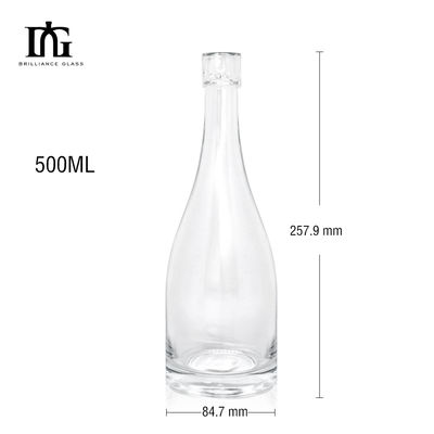 Aanpassen 500 ml glazen fles voor brandy sap wijn alcohol OEM / ODM unieke vorm