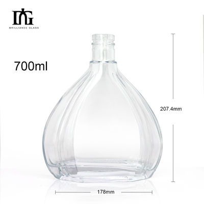 Doorzichtige ronde 700 ml 750 ml glazen vodka whisky rumfles met schroefdeksel en monster