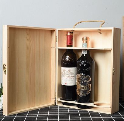 Single Leather Red Wine Set Fles Verpakkingspapierdoos voor Custom Houten Wijn Gift Box