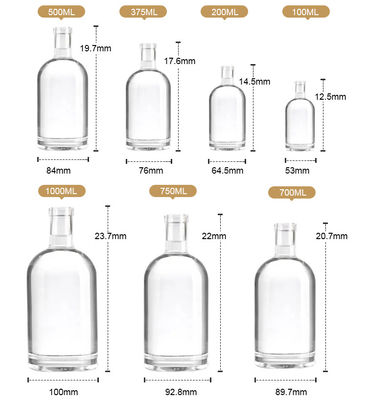 Duidelijke ovale fles 100 ml 250 ml 500 ml 700 ml 750 ml lege wijnfles met kurken