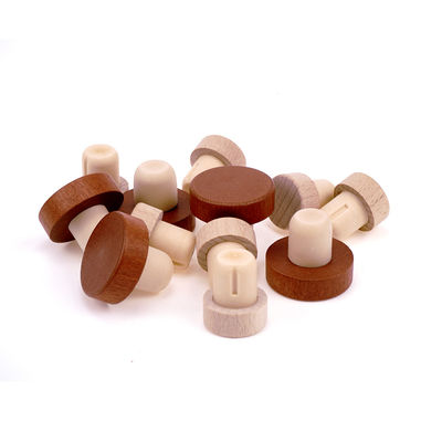 Houten T-hoed Cork flesdeksel voor wodka Custom logo Luxe wijnflesstopper