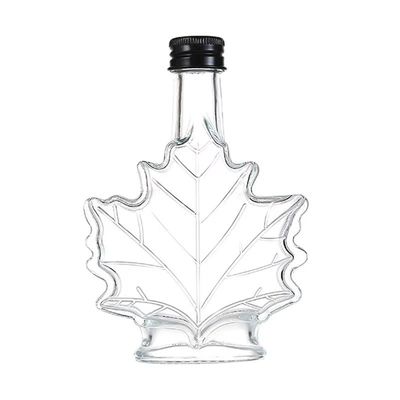 Persoonlijke kleur Industriële glazen drankfles met vorm van esdoornblad 50 ml 100 ml 250 ml