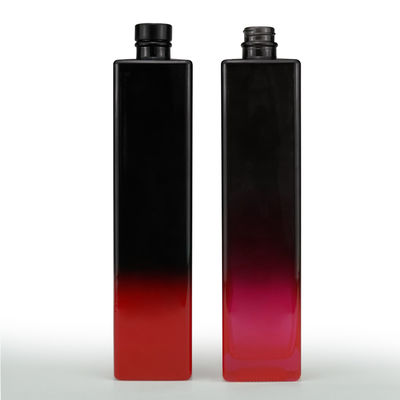 Drankfles Zwart-Rode Verf 750 ml Vierkante Glas Fles Saus Drank Cork Mini Wijn