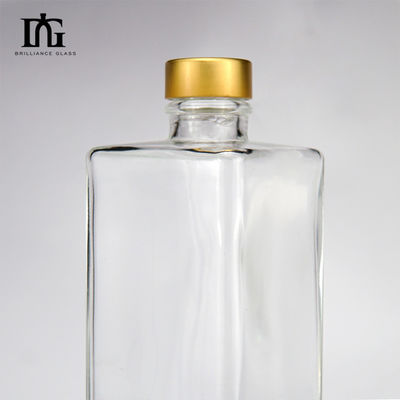 750 ml vierkante transparante vodka-glasfles met aanvaardbaar klantlogo