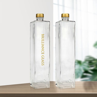 750 ml vierkante transparante vodka-glasfles met aanvaardbaar klantlogo