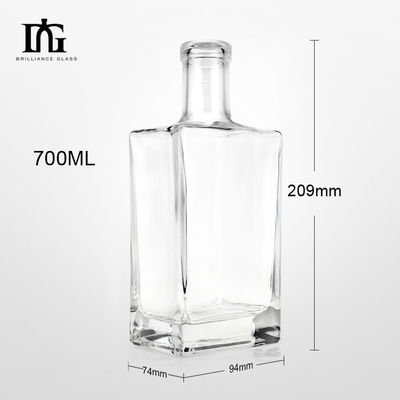 Aanvaardbaar OEM/ODM 700 ml vierkantvormige glazen fles voor Whisky Gin Vodka Spirit Choice