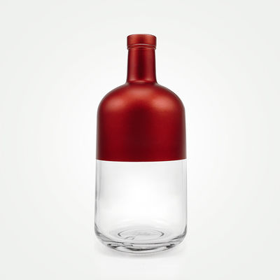 OEM/ODM Acceptabel Half helder en mat zwart 750 ml gin drank fles met kurk deksel