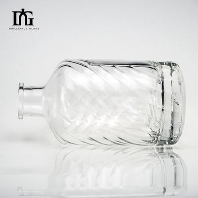 Acceptabel klant logo aangepast helder rond glasfles voor whisky brandy en gin