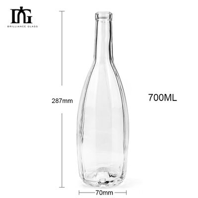 OEM/ODM Acceptabele doorzichtige glazen fles 700 ml 750 ml voor drankjes en dranken