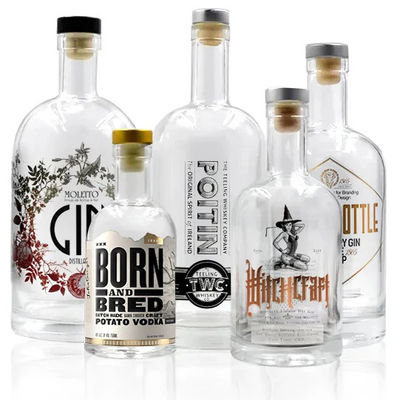 Top-rated glazen drank fles 750 ml met geïmprimeerd logo en aanvaardbaar klant logo