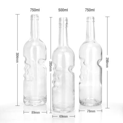 Glaskraag Materiaal Ronde drankfles 750 ml Klassieke flintfles met handvat