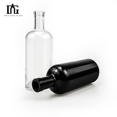 Tequila Unique Design 700 ml 1000 ml Matte Zwarte Olijfolie Glasflessen Met Cork