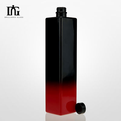Aanvaardbaar klant logo 750 ml vierkant glas wijnfles voor brandy drank drinken