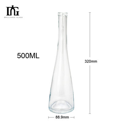 Direct 500 ml lege, heldere glasflessen voor drank met kurk en schroefdeksel