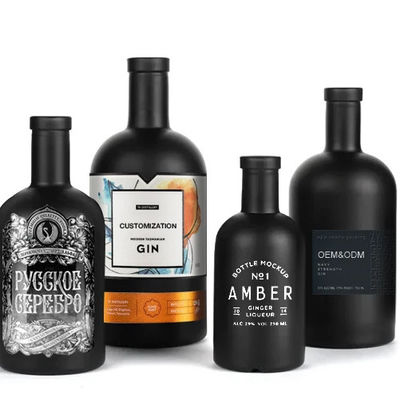 Glaskraag Mat zwart leeg wit geverfde drankfles voor wodka 500 ml 700 ml 750 ml