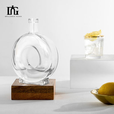Schermdrukken en warmtestempelen Ronde plat glas vodkafles met romkork