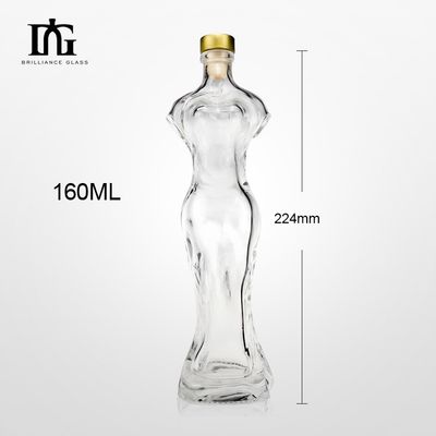Schermgeprinte glas vodkafles 160 ml met een unieke vorm van het lichaam en geschilderd ontwerp