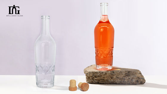 Custom 700 ml 500 ml glazen fles voor Brandy Gin Rum Whisky Vodka Tequila Spirituosen