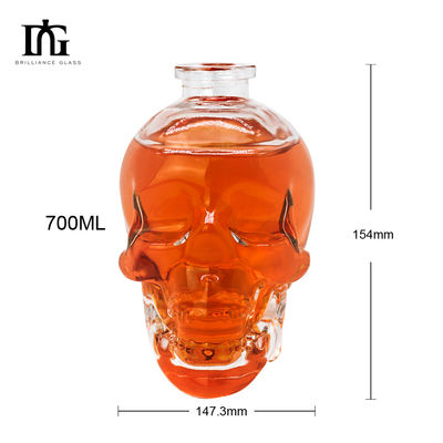 Custom 500ml/750ml Skull fles Acceptabel Klant logo met kurk schroef dop Type