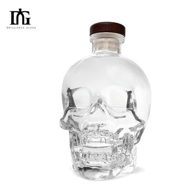 Custom 500ml/750ml Skull fles Acceptabel Klant logo met kurk schroef dop Type