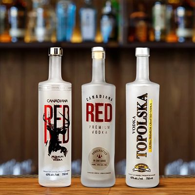 Glasfles voor drank Vodka Brandy Whiskey Uniek ontwerp Lichaam en kraagmateriaal