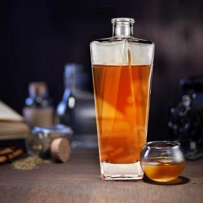500 ml 750 ml 1000 ml glazen kraag doorzichtig vierkant leeg flint drank fles voor wijn