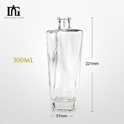 500 ml 750 ml 1000 ml glazen kraag doorzichtig vierkant leeg flint drank fles voor wijn