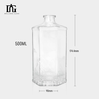Verzegelingsvorm Cork 500 ml heldere flessen glas voor alcoholische dranken