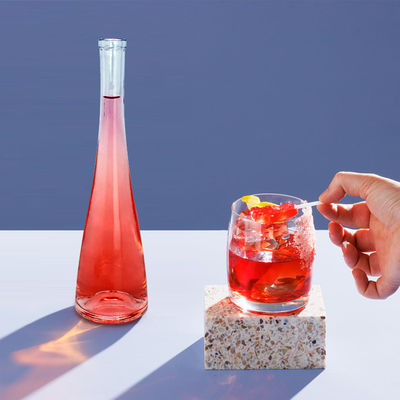 Doorzichtige glazen fles met roze bodem 500 ml/750 ml lichaamsmateriaal glas