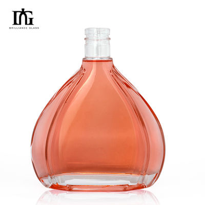 Doorzichtige ronde 700 ml 750 ml glazen vodka whisky rumfles met schroefdeksel en monster