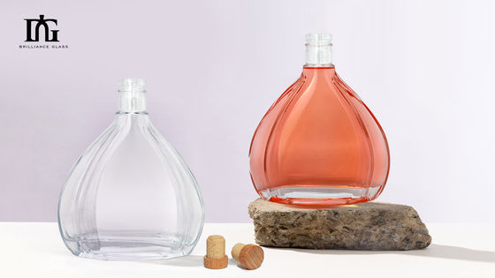 Doorzichtige ronde 700 ml 750 ml glazen vodka whisky rumfles met schroefdeksel en monster