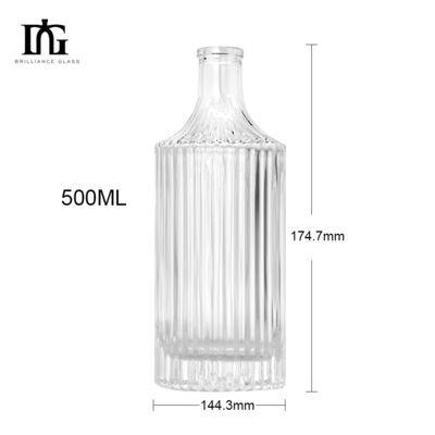Duidelijke kristal rum gin vodka fles Top verkoop 360 ml 500 ml 700 ml Custom voor Liquor glazen fles