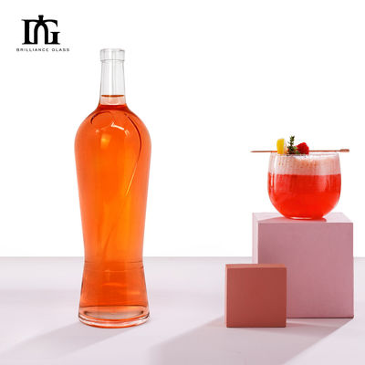 750 ml glazen wijnfles voor gedistilleerde dranken Whisky kraag Materiaal glas dop type kurk schroef beide