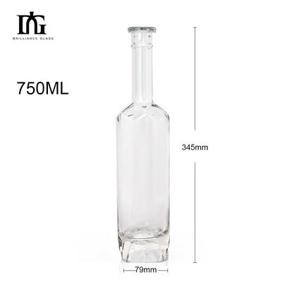 Whisky Vodka Gin Rum 700 ml Ronde heldere glazen fles met kurk en schroefdeksel