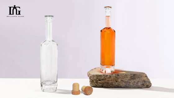 Whisky Vodka Gin Rum 700 ml Ronde heldere glazen fles met kurk en schroefdeksel