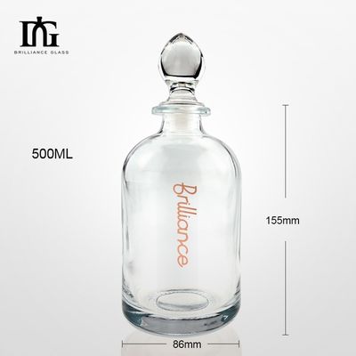 500 ml heldere glazen fles met een kurk gegraveerde oppervlakte