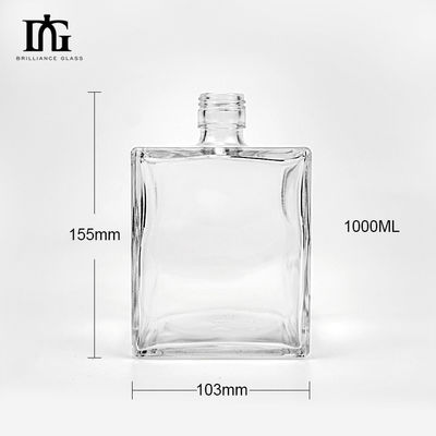 Doorzichtige vierkant glasfles 500 ml 700 ml voor het einde Whiskey Gin Rum Logo Acceptabel
