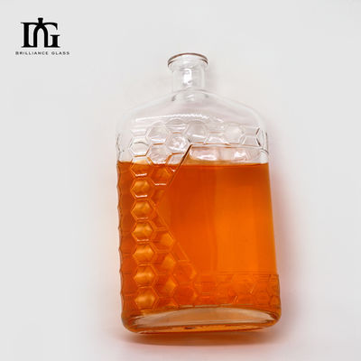 Op maat gemaakte opgetogen bodem Super Flint Glas Vierkant Fles voor Spirit Whisky Vodka Gin Tequila