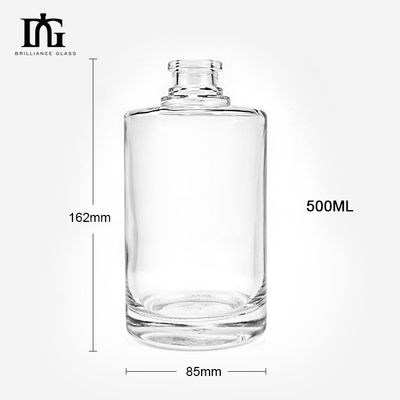 Glaskraag 500 ml Doorzichtig Rond Leeg Flint Glas Liquor Wijn Whisky Vodka Fles Met Verzegeld Cork Deksel