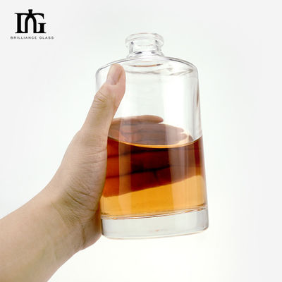 Glaskraag 500 ml Doorzichtig Rond Leeg Flint Glas Liquor Wijn Whisky Vodka Fles Met Verzegeld Cork Deksel