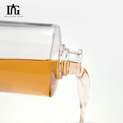 Glaskraag 500 ml Doorzichtig Rond Leeg Flint Glas Liquor Wijn Whisky Vodka Fles Met Verzegeld Cork Deksel