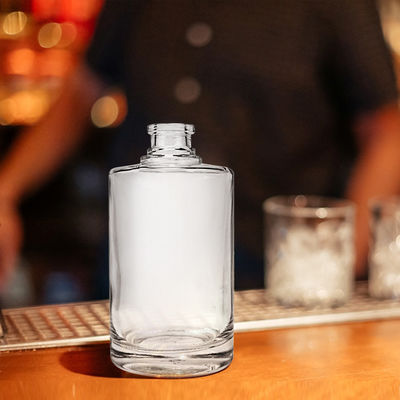 Glaskraag 500 ml Doorzichtig Rond Leeg Flint Glas Liquor Wijn Whisky Vodka Fles Met Verzegeld Cork Deksel