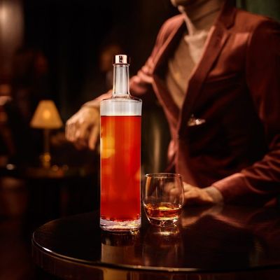Graveren Klassieke lege 500 ml Custom Flint Clear Ronde glazen flessen voor drank