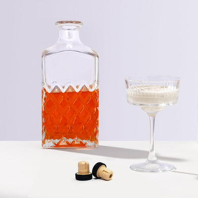 Luxe glazen kraag loodvrij kristal whisky glazen decanter met kurk afdichting
