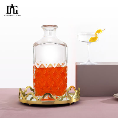 Luxe glazen kraag loodvrij kristal whisky glazen decanter met kurk afdichting