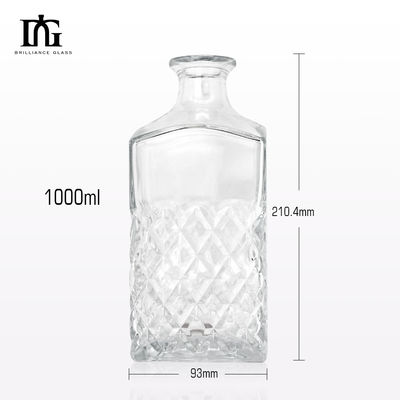 Luxe glazen kraag loodvrij kristal whisky glazen decanter met kurk afdichting