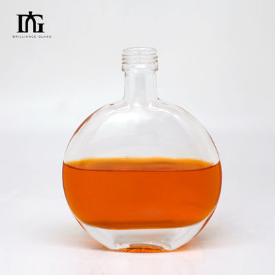 Op maat gemaakte glazen kraag platte ronde vierkant wijnfles met kurk en schroefkap 250 ml 500 ml