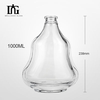 1000 ml op maat gemaakte heldere glazen drankfles Whisky glazen fles met kurk en schroefdeksel