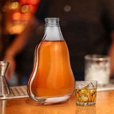 1000 ml op maat gemaakte heldere glazen drankfles Whisky glazen fles met kurk en schroefdeksel